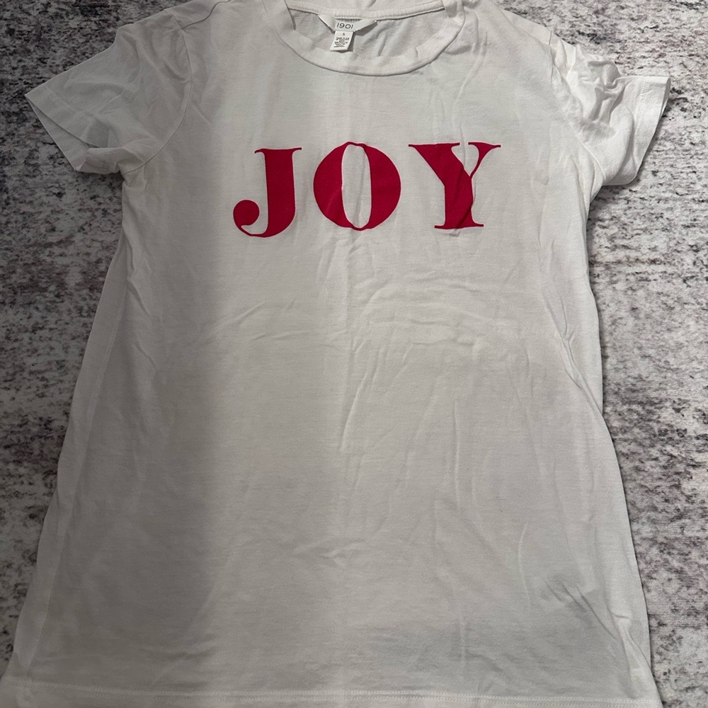 1901 White Tee with Red JOY Print